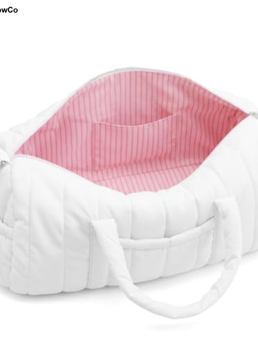 Quilted Duffel Bag Weekender Overnight Travel Tote Gym Bag with Pink Lining